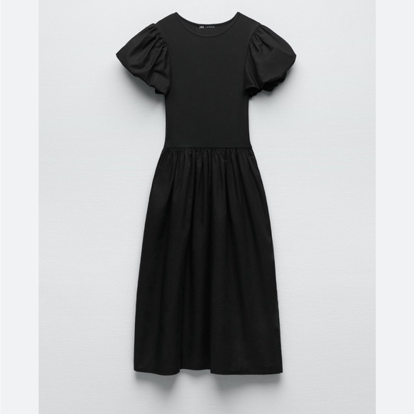 Zara Dresses & Skirts - Zara Black Puff Sleeve Combination Dress